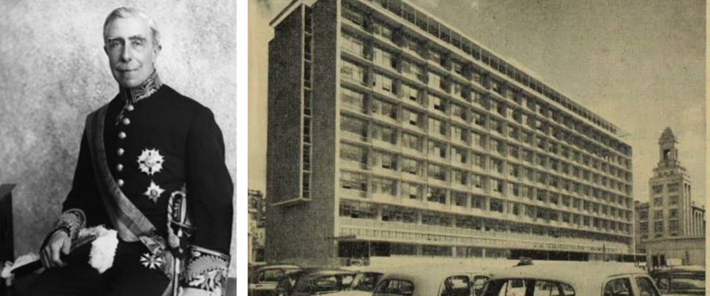 Charles Bathurst, 1st Viscount Bledisloe, Governor-General of New Zealand (1930–1935). Bledisloe House, Auckland, completed 1962 (designed by Stephenson & Turner)